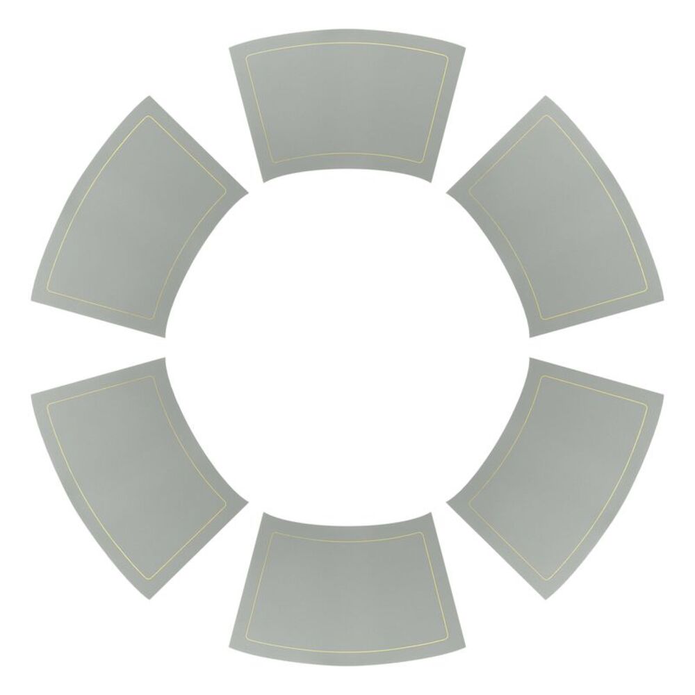 6 Set Wedge Faux Leather Heat Resistant Round Table Mats 20x12 inch Grey